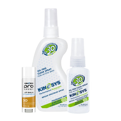 SPF 30 Fragrance Free Spray Sunscreen & Pro Sport SPF 30 Lip Balm Travel Bundle